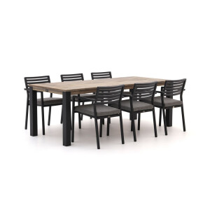 Bellagio Rumo/ROUGH-S 220cm dining tuinset 7-delig stapelbaar - Laagste prijsgarantie!