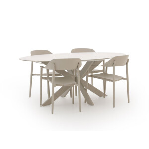 Bellagio Valli/Furato ellips 200cm dining tuinset 5-delig - Laagste prijsgarantie!