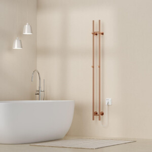 Belrad Rod staafhanddoekdroger - 150x16,8x12,7 cm - elektrisch - dubbel - 120w - 2,5cm - geborsteld koper HS1513BC