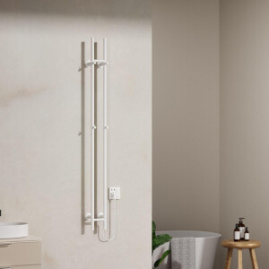 Belrad Rod staafhanddoekdroger - 150x16,8x12,7 cm - elektrisch - dubbel - 120w - 2,5cm - glanzend wit HS1513WH