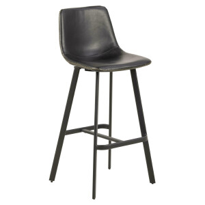 Bendt Barkruk 'Xanthe' PU, kleur Zwart (zithoogte 76.5cm)