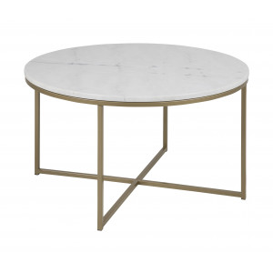 Bendt Ronde Salontafel 'Cay' Ø80cm Wit Marmer, onderstel messing