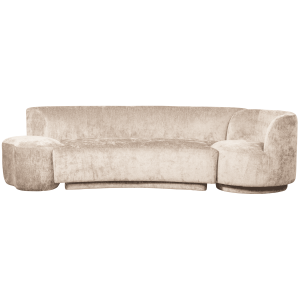 BePureHome Bank 'Combi-Popular' Bank+fauteuil+poef, Chenille, kleur Naturel