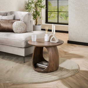 Bijzettafel Flow Solid M Massief acacia glaze brown