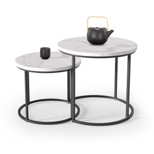 Bijzettafel Set Oreo Marmer wit