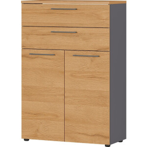 Boekenkast Agenda M 120 cm hoog in grafiet met grandson eiken