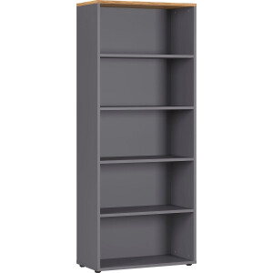 Boekenkast Agenda medium 197 cm hoog in grafiet met grandson eiken