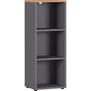 Boekenkast Agenda small 120 cm hoog in grafiet met grandson eiken