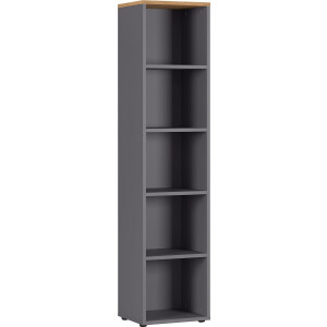 Boekenkast Agenda small 197 cm hoog in grafiet met grandson eiken