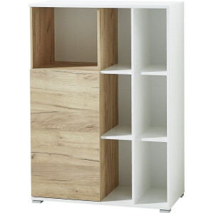 Boekenkast Lioni 120 cm hoog in wit met navarra eiken