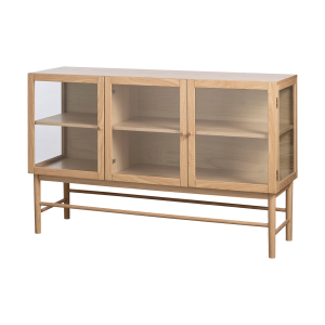 Boris eikenhouten dressoir naturel - met glazen deuren - 140 x 43 cm