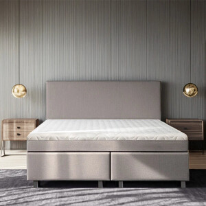 2-Persoons Boxspring Julia Relax - Beige - Beige 160x210 Cm - Pocketvering - Inclusief Topper - Dekbed-Discounter.nl