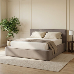 Boxspring Met Opbergruimte Amour Tranquility - Velvet - Taupe - Dekbed-Discounter.nl