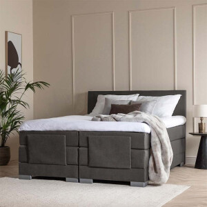 Elektrisch Verstelbare 1-Persoons LEEGVERKOOP Boxspring Julia - Antraciet 90x200 cm - Pocketvering - Inclusief Topper - Dekbed-Discounter.nl