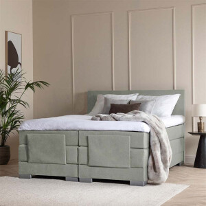 Elektrisch Verstelbare 2-Persoons Elektrische Boxspring Julia - Groen - Groen 160x210 Cm - Pocketvering - Inclusief Topper - Dekbed-Discounter.nl