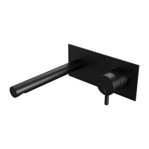 Brauer Black Edition Wastafelmengkraan inbouw - rechte uitloop links - hendel kort smal - afdekplaat - model B 1 - mat zwart 5-S-004-S5