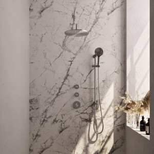 Brauer Brushed Carving Regendoucheset inbouw - hoofddouche 30cm - Wandarm - glijstang - met inbouwdeel - Carving knoppen - handdouche Rond 3 standen - PVD - geborsteld RVS 5-NG-118