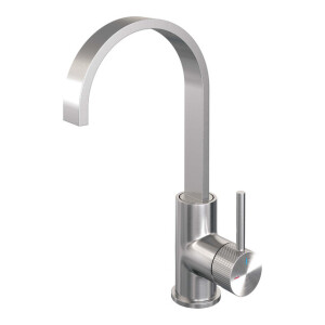 Brauer Brushed carving Wastafelmengkraan opbouw - hoog - draaibaar - platte uitloop - model a - PVD - geborsteld RVS 5-NG-003-S4