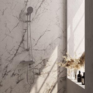 Brauer Brushed Edition Douchekraan opbouw - glijstang - 1 functie - 2 gladde knoppen - handdouche rond 3 standen - PVD - geborsteld - RVS 5-NG-236