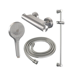 Brauer Brushed Edition Douchekraan opbouw - glijstang - 1 functie - 2 gladde knoppen - handdouche rond 3 standen - PVD - geborsteld nikkel sw374403/SW1164740/sw374437/sw450726/