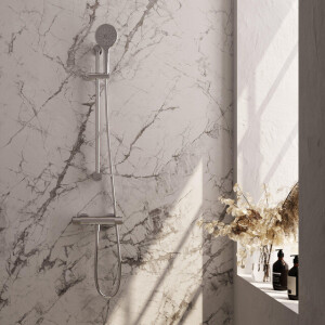 Brauer Chrome Carving Douchekraan opbouw - glijstang - 1 functie - 2 carving knoppen - handdouche rond 3 standen - chroom 5-CE-250