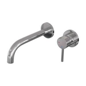 Brauer Chrome Carving Wastafelmengkraan inbouw - gebogen uitloop links - hendel lang smal carving- model A 1 - chroom 5-CE-004-B6-65