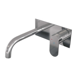 Brauer Chrome Edition Wastafelmengkraan inbouw - gebogen uitloop links - hendel breed plat - afdekplaat - model C 1 - chroom 5-CE-004-B3