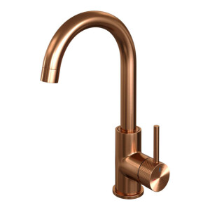 Brauer Copper carving Wastafelmengkraan opbouw - hoog - draaibaar - ronde uitloop - model a - PVD - geborsteld koper 5-GK-003-R4