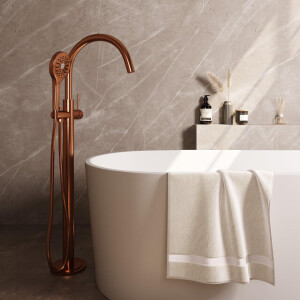 Brauer Copper Edition Staande Badkraan - handdouche rond 3 standen - 2 gladde knoppen - PVD - geborsteld koper 5-GK-260