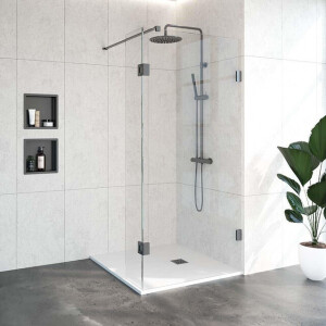 BRAUER Create Complete Profielloze Inloopdouche - 100x30cm - draaibaar - gunmetal geborsteld 4JC3-100/30M