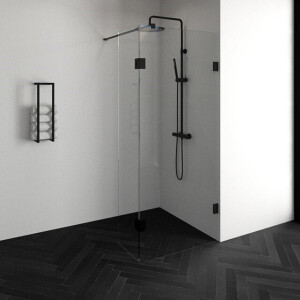 BRAUER Create Inloopdouche - 90x200cm - profielloos - 40cm - draaibare zijwand - antikalk - 8mm veiligheidsglas - antraciet mat 4JC3-90/40A