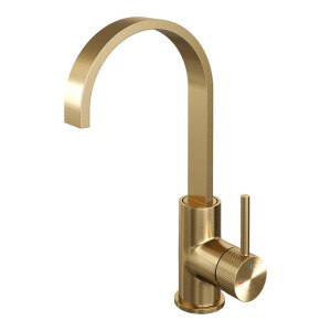Brauer Gold carving Wastafelmengkraan opbouw - hoog - draaibaar - platte uitloop - model a - PVD - geborsteld goud 5-GG-003-S4