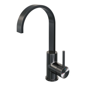 Brauer Gunmetal carving Wastafelmengkraan opbouw - hoog - draaibaar - platte uitloop - model a - PVD - geborsteld gunmetal 5-GM-003-S4