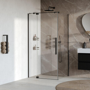 BRAUER Stellar Douchecabine - 100x80x200cm - draaideur - glascoating - omkeerbaar - helder glas - mat zwart GS-SRC1H10080200MZ