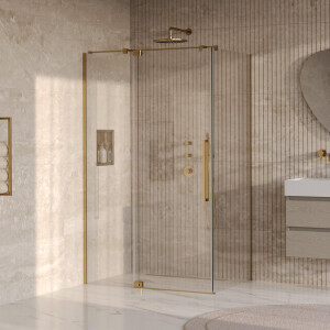 BRAUER Stellar Douchecabine - 120x90x200cm - draaideur - glascoating - omkeerbaar - helder glas - geborsteld goud PVD GS-SRC1H12090200GG