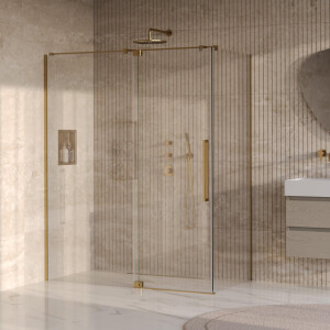 BRAUER Stellar Douchecabine - 160x100x200cm - draaideur - glascoating - omkeerbaar - helder glas - geborsteld goud PVD GS-SRC1H160100200GG