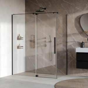 BRAUER Stellar Douchecabine - 160x90x200cm - draaideur - glascoating - omkeerbaar - helder glas - mat zwart GS-SRC1H16090200MZ