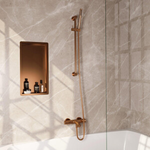 BRAUER Stripe Baddouche Thermostaatkraan - SET 01 - opbouw - glijstang - staaf handdouche - doucheslang - koper geborsteld PVD 5-GK-340