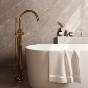 BRAUER Stripe Vrijstaande Badmengkraan - SET 01 - staaf handdouche - doucheslang - goud geborsteld PVD 5-GG-337