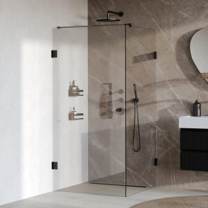 BRAUER Void Carving Douchecabine - 100x100x200cm - draaideur - glascoating - omkeerbaar - helder glas - mat zwart GS-VOCC1H100100200MZ