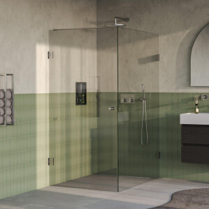 BRAUER Void Carving Douchecabine - 100x140x200cm - draaideur - glascoating - omkeerbaar - helder glas - Geborsteld RVS PVD GS-VOCC1H100140200NG