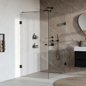 BRAUER Void Carving Douchecabine - 100x140x200cm - draaideur - glascoating - omkeerbaar - helder glas - mat zwart GS-VOCC1H100140200MZ