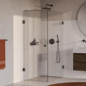 BRAUER Void Carving Douchecabine - 80x120x200cm - draaideur - glascoating - omkeerbaar - helder glas - geborsteld gunmetal PVD GS-VOCC1H80120200GM