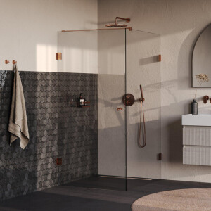 BRAUER Void Carving Douchecabine - 90x120x200cm - draaideur - glascoating - omkeerbaar - helder glas - geborsteld koper PVD GS-VOCC1H90120200GK