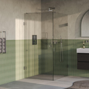 BRAUER Void Carving Douchecabine - 90x120x200cm - draaideur - glascoating - omkeerbaar - helder glas - Geborsteld RVS PVD GS-VOCC1H90120200NG