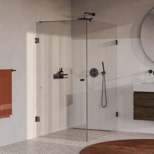 BRAUER Void Carving Douchecabine - 90x140x200cm - draaideur - glascoating - omkeerbaar - helder glas - geborsteld gunmetal PVD GS-VOCC1H90140200GM