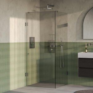 BRAUER Void Carving Douchecabine - 90x90x200cm - draaideur - glascoating - omkeerbaar - helder glas - Geborsteld RVS PVD GS-VOCC1H9090200NG