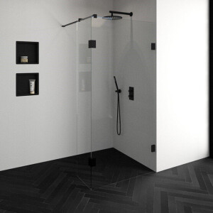 BRAUER Void inloopdouche helder glas 100x200 met 40 zijwand incl. glascoating mat zwart GS-VOI2H10040200MZ