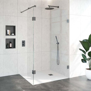 BRAUER Void inloopdouche helder glas 120x200 met 40 zijwand incl. glascoating PVD gunmetal geborsteld GS-VOI2H12040200GM