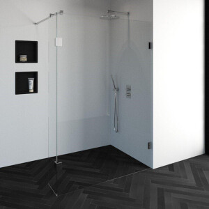 BRAUER Void inloopdouche helder glas 140x200 met 30 zijwand incl. glascoating chroom GS-VOI2H14030200CE